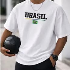 Camiseta Oversized estampa Brasil P, M, G, GG, G1, G2, G3 Brasil Copa Do Mundo 2026 Futebol Seleção