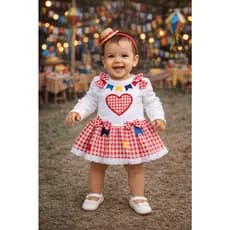 Roupa Infantil Junina de Bebê Vestido de Festa Julina Bebe Body Fantasia São João Menina
