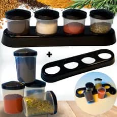 Porta Condimentos Tempero Vasilha Plástica Pote Sal Com Suporte Cozinha Barato Coloral Ervas Bancada Mesa