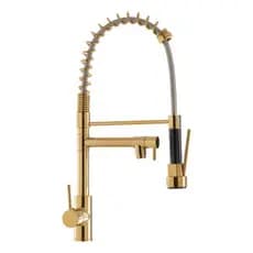Torneira Cozinha Gourmet Dourada Misturador Monocomando