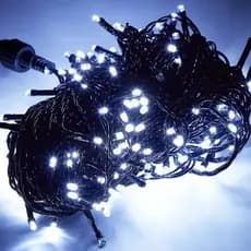 Luz de Natal Cordão 100 Lâmpadas Led Branco C/ 20 Strobos Brancos Fio Verde Externo 10m Bivolt M/f