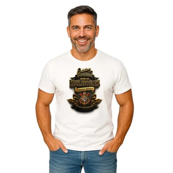 Camiseta Pai Torcedor Presente Criativo Estampa 3D Time do Coração Presente para Torcedor