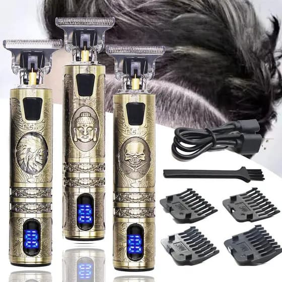 Maquina De Barbear Cortar Cabelo Aparador Profissional Barbeador Acabamento Sem Fio Portátil Com Visor Digital LED