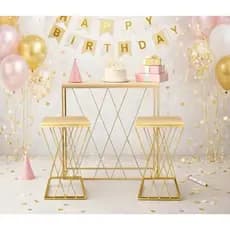 Kit de Mesa Treliça Dourada com 3 Peças 1 Grande e 2 Pequenas Decoração Festa