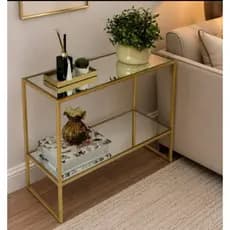 Aparador com Vidro  80x35cm – Moderno, Resistente para Sala e Hall