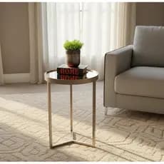 Mesa Lateral Decorativa Redonda Moderna Para Sala Quarto Luxo