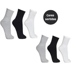 Kit Pares Meias Cano Alto Conforto e Resistência Algodão Poliéster Elastano Respirável Costura Reforçada Para Esporte