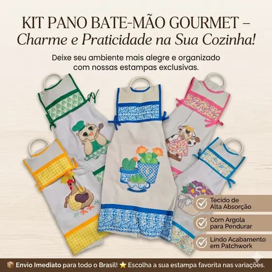 Bate Mão Bordado Patchwork Revenda