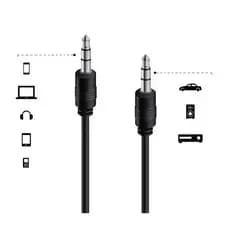 Cabo P2 e P2 Auxiliar Celular 1m Universal Reforçado Pc Som auxiliar