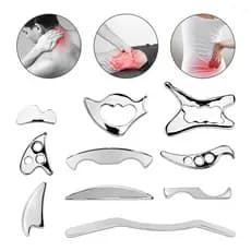 10 tipos de aço inoxidável Gua Sha Scraping Massage Tool Set IASTM Ferramentas Great Soft Tissue Mobilização Ferramenta
