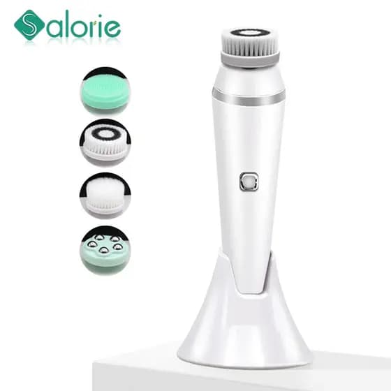 SALORIA Escova De Limpeza Facial Elétrica Spin Escova Purificador De Rosto Purificador À Prova D 'Água Com 4 Cabeças De