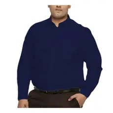 Camisa Social Masculina 100% Microfibra Manga Longa Plus Size Extra Grande Azul Marinho Bom Pano