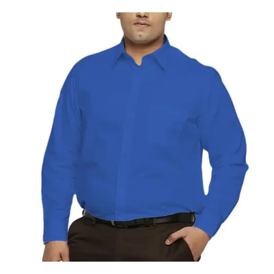 Camisa Social Masculina 100% Microfibra Manga Longa Plus Size Extra Grande Azul Bom Pano