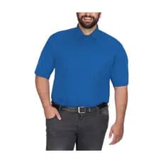 Camisa Social Masculina 100% Microfibra Manga Curta Plus Size Extra Grande Azul Bom Pano