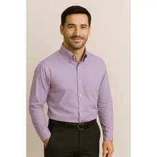 Camisa Social Manga Longa 100% Microfibra Masculina Lilás Bom Pano