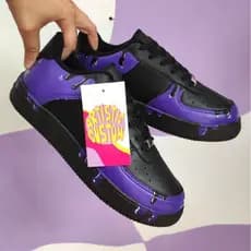 Tênis Preto Unissex Customizado Roxo Derretido