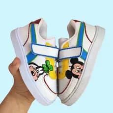 Tênis Infantil Velcro Menino Customizado Mickey e Pateta
