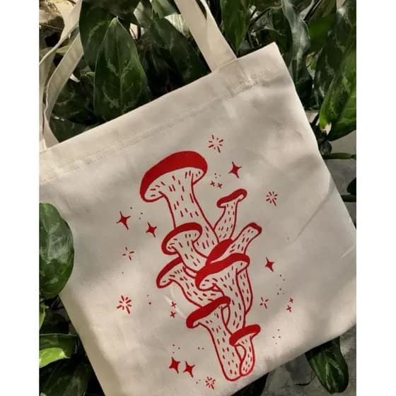 Bolsa Sacola Ecobag Cru customizada Cogumelos