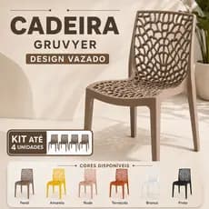 Cadeira Gruvyer Design Vazado Moderna Para Cozinha Sala e Varanda Diversas Cores e Unidade
