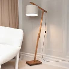 Abajur Luminária Aurora Tecido de chão Pedestal de Madeira Sala Quarto Escritório
