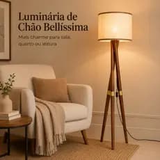 Luminária Abajur de chão pés com detalhes em dourado nos pés Bellisima sala quarto recepção