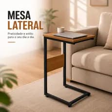 Mesa lateral de apoio canto para sofá cama notebook estilo industrial