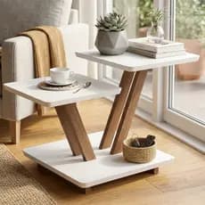 Mesa De Centro Laguna Quadrada Sala de Estar Decorativa Moderna Mdf  Luxo com Design Contemporâneo