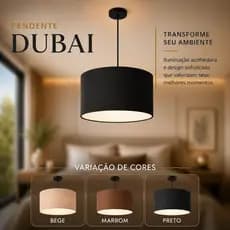 Pendente Suspensa Dubai em Tecido Linho 50x25cm para Ambientes Internos