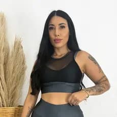 Top Cropped Fitness Feminino Canelado com Tule e Fecho nas Costas – Sem Bojo, Forrado, Tecido Premium Arsenall