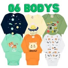 6 body bebê manga longa e curta com estampas Menino E Menina