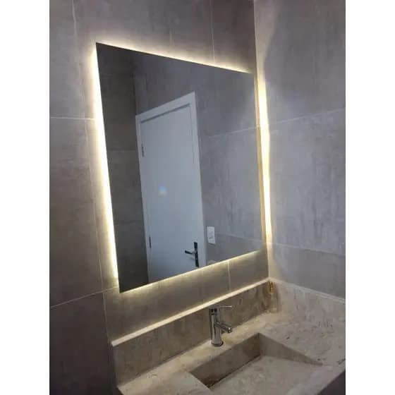 Espelho de Led Retangular Vários Tamanhos Maquiagem Moda Blogueira Fotos Barbearia Decoração