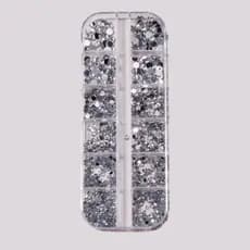 Kit Estojo Strass Para Maquiagem e Nail Art Prata