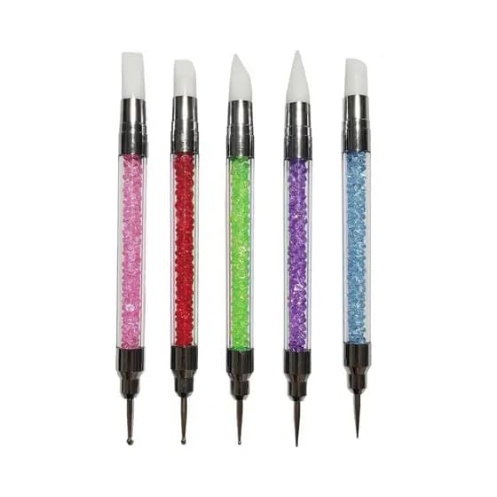 Kit Pincel Para Unha Ponta de Silicone e Boleador Para Manicure Nail Art