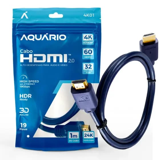 Cabo HDMI 2.0 4K 1m Compatível com TV, PC, PS4/PS5 4K01