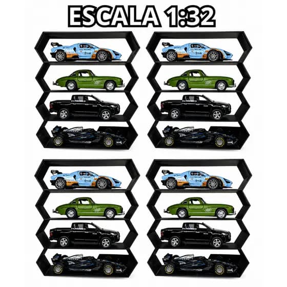 Kit 4 Display Miniatura Nicho 1:32 Expositor Prateleira Parede