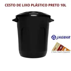 CESTO DE LIXO PLÁSTICO RESISTENTE PRETO FECHADO 10L ECO NATURE JAGUAR ENVIO IMEDIATO EM ATÉ 24HRS