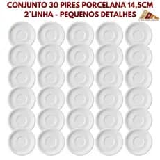 CONJUNTO 30 PIRES DE XÍCARA PORCELANA BOT ART 2° LINHA BRANCA 14CM (XÍCARA NÃO INCLUSA)