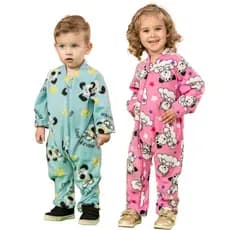 Kit 2 Macacão Bebê Soft Grosso Inverno Sempre Quentinho E Confortável C/Zíper Pijama Infantil Roupa de Frio do P ao 03