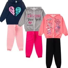 Kit 6 peças Moletom Com Zíper Capuz Infantil Juvenil Menina Barato Quentinho