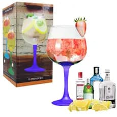 Taça Ibiza Para Gin 720ml em Vidro - Com Haste Roxa