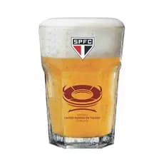 Copo de Cerveja Chopp Vidro São Paulo Morumbi 400ml Tricolor Transparente