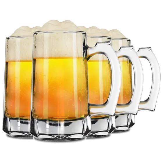 Jogo De 4 Canecas Para Chopp E Cerveja 355 Ml Vidro Stein
