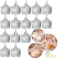 Kit 15 Mini Bomboniere Potiche de Vidro com Tampa de Lembrancinha de Casamento Festas Batizado