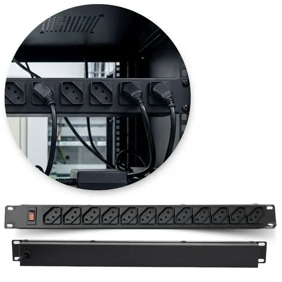 Regua Tomada Filtro De Linha 12 Tomadas Rack 19 Preto Ipec