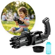 Máquina Sopro Automática Bolha De Sabão Pistola Metralhadora Cor Preto