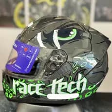 Capacete Fechado Esportivo Race Tech Sector Kraken Green Rosa Verde Promoção Titanium Verde Exclusividade