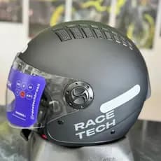 Capacete Race Tech One Monocolor Preto Fosco Aberto Blue Azul