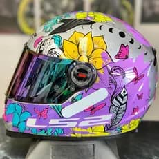 Capacete Ls2 Ff358 Dreamcatcher Cinza Roxo Floral Esportivo