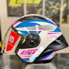 Capacete Moto Ls2 Aberto Airflow Of616 Spoiler Gráficos Draze Branco e Rosa