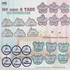 Kit 6 Tags Bordadas as Identificações de Trocas para Saquinhos Organizadores de Mala de maternidade